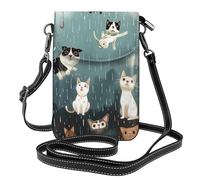 Raining Cats & Dogs Printed Small Crossbody Bags Cell Phone Purses For Women - Leather Phone Bag Credit Card Slots Cellphone Wallet