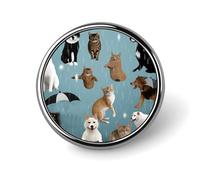 Raining Cats & Dogs Round Badge Personalized Metal Lapel Pin Badges Fit Clothing Bags Hat Humorous Printed Brooch Badge Party Decorations Accessories for Men Women