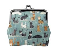 Raining Cats & Dogs Small Coin Purse For Women, Kiss-Lock Wallet Leather Cute Coin Wallet Mini Coin Pouch Change Purse Key Holder