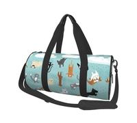 Raining Cats & Dogs Travel Duffel Bag for Women Men,Print Polyester Tote Round Luggage Bag with Shoulder Strap
