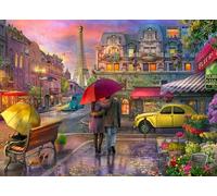 Raining in Paris 1000 Piece Jigsaw Puzzle - Romantic Paris Puzzles for Adults - Vibrant HD Color - Fully Interlocking Pieces - A VCC Original