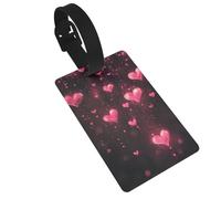 Raining Pink Glowing Hearts Luggage Tags Name Id Label Suitcase Tags, Ideal for Travel Cruise Backpacks Bag