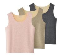 Rainjia 3 Pack Kids Girls Boys Solid Colors Soft Thermal Camisole Undershirts Round Neck Seamless Thermal Underwear Sleeveless Vest Fleece Lined for Cold Weather 3-13 Years