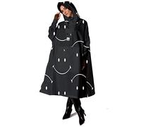 Rainkiss The Clouds Rain Poncho Women's Rain Poncho, Classic Smile Black / White, One size