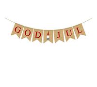 Rainlemon Burlap God Jul Banner Tomte Christmas Gnome Swedish Nordic Scandinavian Rustic Winter Farmhouse Fireplace Mantle Decoration