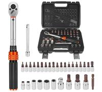 Rainllon 32PCS Bike Torque Wrench Set 5-25nm Bicycle Torque Wrench 1/4" Dual Direction Adjustable ±3% Error Accuracy with Extension Bar, Socket Bits,Adapter 1/4" to 3/8" for Mountain Bicycle Repair.