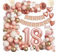 Rainllon Rose Gold 18th Birthday Decorations - Balloons, Banner & More