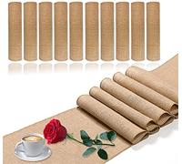 Rainmae 10 Pack Hessian Table Runners,30 x 180 cm Natural Jute Burlap Rustic Fabric Roll Runner for Crafting,Wedding,Party Table Decoration