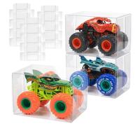 Rainmae 12 Pcs Monster Trucks Display Case, 1/64 Scale Display Case Clear Storage Box Organizer for Model and Collection Dustproof and Waterproof Model Cars Display Case Protector for Hot Truck Wheels