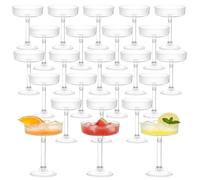 Rainmae 24 Pack Plastic Martini Glasses, 140ml Clear Reusable Cocktail Glasses with Detachable Base, One-Step Assemble Champagne Cups for Party, Wedding, Bar & Holidays