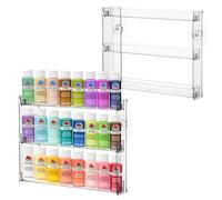 Rainmae 2Pack 3 Tier Paint Storage Display Rack for Apple Barrel Acrylic Paint, Clear Paint Rack, Acrylic Craft Paint Storage Organizer, Miniature Holder for 2oz Bottle, Nail Polish Organizer, Badges