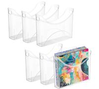 Rainmae 6 Pack Scrapbook Paper Storage Organizer with Handle Clear Plastic Scrapbook Storage Bin Holds 12x12 Inch Craft Papers Books, Vinyl Sheets, Cardstocks for Home Office Tabletop Organization