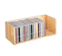 Rainmae CD Holder Desk Rack Organizer, Wooden CD Holder Stand, CD Storage Rack, Game Disc Display CD Organizer Desk Stand Protection Storage Cube for Theatre Room Collectibles(No Assembly Required)