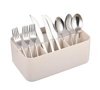 Rainmae Cutlery Storage Organizer With Handle, Plastic Silverware Caddy Organizer for Kitchen Countertop Organization - Holds Fork, Knife, Spoon, Tableware Storage Box for Kitchen Table Outdoor Picnic