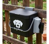 Rainmae Dog Poop Trash Can Outside 1.9 Gallon Black | Dog Waste Trash Can with Handle Lid & Trash Bag Dispenser, Hanging Outdoor Dog Poop Trash Can for Fence, Yard