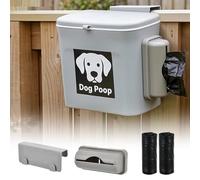 Rainmae Dog Poop Trash Can Outside, Dog Poop Trash Can, 2 Gallon Hanging Dog Poop Bin with Lid and Trash Bag Dispenser, Plastic Garbage Container for Fence, Counter Top, Yard and Outdoor Activities