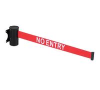 Rainmae Wall Mounted Retractable Belt Barrier Red 'No Entry' 5m Webbing with Black Powder Coated Case and Safety Brake - Ideal for Receptions, Retail, Office Entrances and Corridors