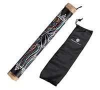 Rainmaker Instrument 40 cm Relief Painted Bamboo Wood - Rain Rattle Sound Healing - Wooden Instrument by Australian Treasures - Percussion Rain Stick with Nylon Bag for Children & Adults