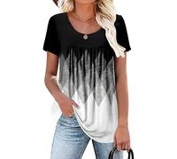 Rainoop Womens Summer Plus Size Tops Blouses Short Sleeve Shirts Lace Pleated Tunic Tops M-4XL, A1-a-black Grid 279, Medium
