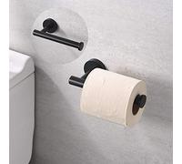 Rainovo Toilet Paper Roll Holder Wall Mount, Rustproof Tissue Paper Roll Holder Stainless Steel, Modern Tissue Roll Dispenser Round for Bathroom Kitchen Washroom, Matte Black