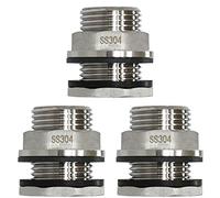 RAINPAL SSBF020 Stainless Steel 304 Bulkhead Tank Fitting (Double Female 1/2” NPT and Male 3/4" NH Garden Hose Threaded) (3)