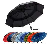 RainPlus Windproof Travel Umbrella - Compact, Automatic, Folding and Portable - Umbrellas For Rain for Men and Women - Car, Backpack, Purse, Strong & Wind Resistant, Black, One Size, Compact