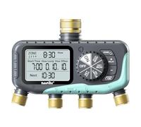 RAINPOINT 4 Zone Water Timer, Brass Inlet & Outlet, IP65 Waterproof Automatic Programmable Irrigation Hose Sprinkler Timer with Rain Delay/Manual Control, for Garden Lawn Watering, Drip Irrigation