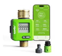 Rainpoint Smart Bluetooth Water Flow Meter with Dual Brass Connectors, RV Water Tank Monitor, ±5% High Precision Water Usage & Cost Tracker via App for Garden Hose, Camper, Filling