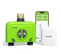 RAINPOINT WiFi Garden Hose Timer 2 Zone, Smart Water Timers for Irrigation, Sprinkler Timer via APP/Voice Control, Built-in Flow Meter, Based on Weather/Soil, Automatic Watering System (Brass Inlet)