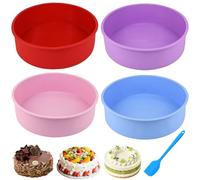 RAINPOP 4-Piece 8 Inch Silicone Tins for Baking, 20CM Round Silicone Cake Mold Pan, Non-Stick & Quick Release, Ideal for Layer, Cheese & Rainbow Cakes