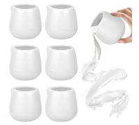 RAINPOP 6pcs 110ml White Ceramic Milk Jug, Mini Creamer Jug Sauce Cup, Small White Ceramic Serving Jugs, Milk Frothing Pitchers with Pour Spout, Small Porcelain Milk Jug