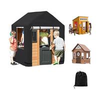 Rainproof Garden Playhouse Cover, 210D Oxford Cloth Outdoor Playhouse Covers, Waterproof Cover for Garden Toy Log House, All-Weather Protector (Black, flat angle)
