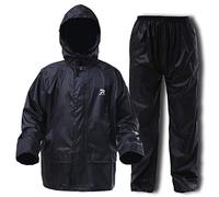 RainRider Rain Suit for Men Women Ultra-Lite Rain Gear Jacket with Pants 3-Piece Portable Ripstop(Black,Large)