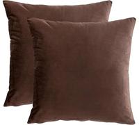 RainRoad Brown Throw Pillows Covers Cushions Set of 2 Soft Velvet Decorative Pillow Covers 20x20 Inch for Couch Bed(Brown-Velvet, 20'' x 20''(2pcs))