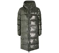 Rains Alta Long Quilted Coated Waterproof Jacket - Dark Green - XS (UK6 / XS)