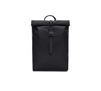 RAINS Rolltop Rucksack Large - Waterproof Rolltop Backpack Water Resistant Commuter Travel Pack Urban Minimalist, Black, Mini, Mini