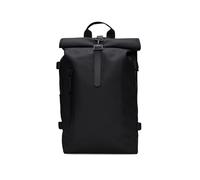 RAINS Rolltop Rucksack Large - Waterproof Rolltop Backpack Water Resistant Commuter Travel Pack Urban Minimalist, Black, L, Minimalistic