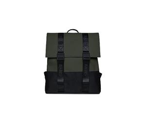 RAINS Unisex Backpack in 100% Polyester Fabric Coated in Polyurethane, Model Trail MSN Bag W3, Dimensions: 39 x 36 x 15 cm, Capacity 21 Liters, Padded Inner Pocket for 16" Laptop, Protection., green