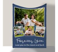 Rainsar Personalised Blanket with Photos and Text, Custom Blanket Throw Multiple Colors Sizes for Couples, Customisable Picture Gifts for Mum, Dad, Family, Ideal for Birthdays, Christmas, Anniversary