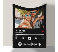 Rainsar Personalised Blanket with Spotify Music Cover, Custom Spotify Code Photos Blanket, Customisable Music Gifts for Him Her, Ideal for Valentine's Day, Birthdays, Christmas, Anniversary
