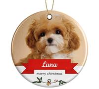 Rainsar Personalised Christmas Bauble 2025 - Custom Picture & Text Ceramic Ornament, Photo Baubles Xmas Tree Hanging Decorations, Festive Gifts for Family, Friends, Couples, Pets