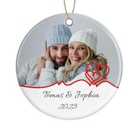 Rainsar Personalised Christmas Bauble 2025 - Custom Picture & Text Ceramic Ornament, Photo Baubles Xmas Tree Hanging Decorations, Festive Gifts for Family, Friends, Couples, Pets