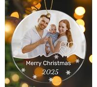 Rainsar Personalised Christmas Bauble 2025 - Custom Picture & Text Ceramic Ornament, Photo Baubles Xmas Tree Hanging Decorations, Festive Gifts for Family, Friends, Couples, Pets