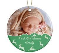 Rainsar Personalised Christmas Bauble 2025 - Custom Picture & Text Ceramic Ornament, Photo Baubles Xmas Tree Hanging Decorations, Festive Gifts for Family, Friends, Couples, Pets