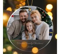 Rainsar Personalised Christmas Ornament, Customised Christmas Festive Baubles 2024, Personalised Photo Text Ceramic Ornament for Decoration, Ideal Xmas Gifts for Family, Friends, Couples and Pets