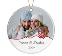 Rainsar Personalised Christmas Ornament, Customised Christmas Festive Baubles 2024, Personalised Photo Text Ceramic Ornament for Decoration, Ideal Xmas Gifts for Family, Friends, Couples and Pets