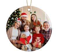 Rainsar Personalised Christmas Ornament, Customised Christmas Festive Baubles 2024, Personalised Photo Text Ceramic Ornament for Decoration, Ideal Xmas Gifts for Family, Friends, Couples and Pets