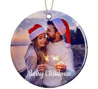 Rainsar Personalised Christmas Ornament, Customised Christmas Festive Baubles 2024, Personalised Photo Text Ceramic Ornament for Decoration, Ideal Xmas Gifts for Family, Friends, Couples and Pets