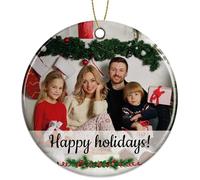 Rainsar Personalised Christmas Ornament, Customised Christmas Festive Baubles 2024, Personalised Photo Text Ceramic Ornament for Decoration, Ideal Xmas Gifts for Family, Friends, Couples and Pets