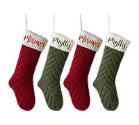 Rainsar Personalised Christmas Stockings with Names Embroidered, Custom Knit Xmas Santa Stockings, 18 Inch Extra Large Decoration for Fireplace/Tree/Stairs, Family Pack 1